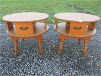 PAIR OF RETRO DRUM END TABLES 24X22 INCH
