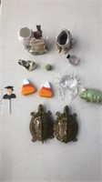 glass candy corn, glass crab and sexy turtles