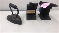 advertising rail and spike bookends and iron
