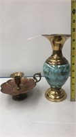 brass vase and candle holder