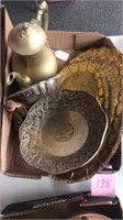 brass plates and teapot