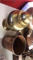 brass urn and copper pitcher