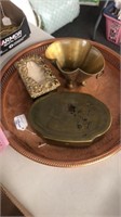 copper tray and brass tissue holder and more