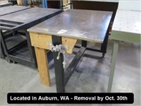 APPROX 30" X 44" PORTABLE METAL TOP TABLE W/PAIR