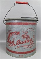 Vintage Galvanized "My Buddy" Minnow Bucket