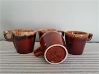 4 Hull Oven Proof USA Coffee Mugs - Brown Drip