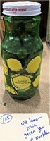 Lemon juice green jar &appx 120 Bennington marbles