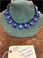 Big beautiful blue lapis lazuli stone necklace