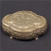 JAPAN Metal Jewelry Trinket Box Silvertone C