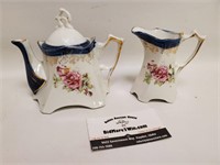 Vtg Portumna Ireland Souvenir Rose Teapot Creamer