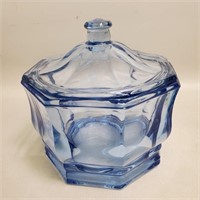 Blue Glass Candy Dish Octagon