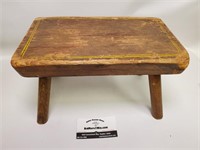 Vtg Rustic Small Solid Wood Stool 11.75x7x7