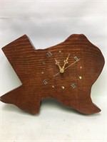 Wooden Clock in the Shape of Texas 12" x 12“