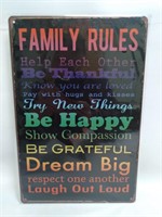 Family Rules 12x8 Tin Sign