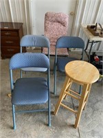 Stool and Five Folding Chairs