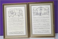 Vtg Framed Music Sheets 1970s