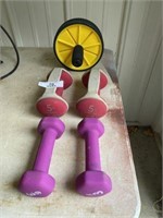 Hand Weights and Exercise Wheel