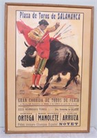 25"x37" Framed Vintage Bull Fighting Poster