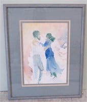 Vtg Dancing Couple Water Color Framed 18"x23"