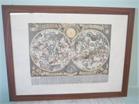 Hand Colored Francesco Brunacci Celestial Map