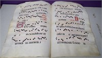 17th Century Antiphonal Vellum Music Sheets