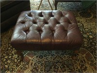 Tufted Leather Ottoman - Needs TLC