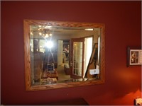 Oak frame mirror 33x27 bevel plate