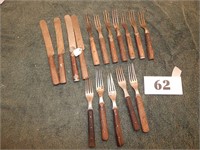 Wood handle knives and forks
