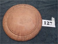 Wood crock lid 12" carved