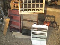 Lot of Wood Shelving Units in Barn