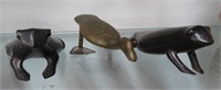 2 Wood Frogs, Brass Duck