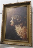 A W Hughes 1913 O/C Dog Painting