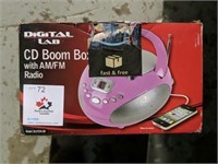 Digital Lab CD Boom Box with AM/FM radio pink