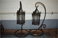 Set of (2) Wrought Iron Candle Holders