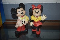 Ceramic Mickey & Minnie Mouse Statues