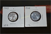 (2) 1944 Canadian V Nickels