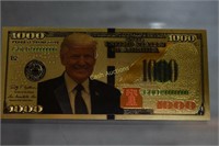24K Gold Foil $1,000 Novelty Donald Trump Note