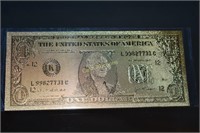24K Gold Foil $1 Novelty Bank Note w/ COA