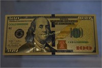 24K Gold Foil $100 Novelty Bank Note - A