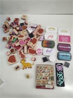 Huge lot of rubber stamps with ink & embossing