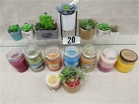 ARTIFICAL SUCCULENTS/YANKEE CANDLES: