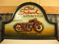 OLD SCHOOL MOTORCYCLE SIGN 24" X 16" 3D