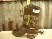 METAL BOOT CANDLE HOLDER APROX 10" TALL