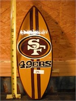WOODEN SF 49ERS SURFBOARD APROX 16" TALL