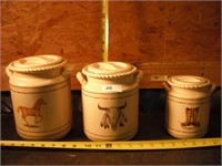 LOT OF 3 WESERN STYLE CANISTERS NIB