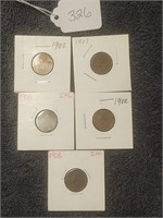 INDIAN HEAD PENNIES LOT OF 5 ,  EARILY 1900'S