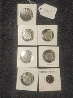 STEEL PENNIES W/ RATION STAMP LOT OF 7