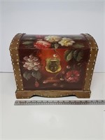 Small Chest with Painted Flowers 14" X 11"