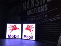 Pair of Mobil Oil Light Boxes - Stunning!