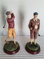 Lot of 2 "Old Time" Golfer Figurines w/ Wood Bases